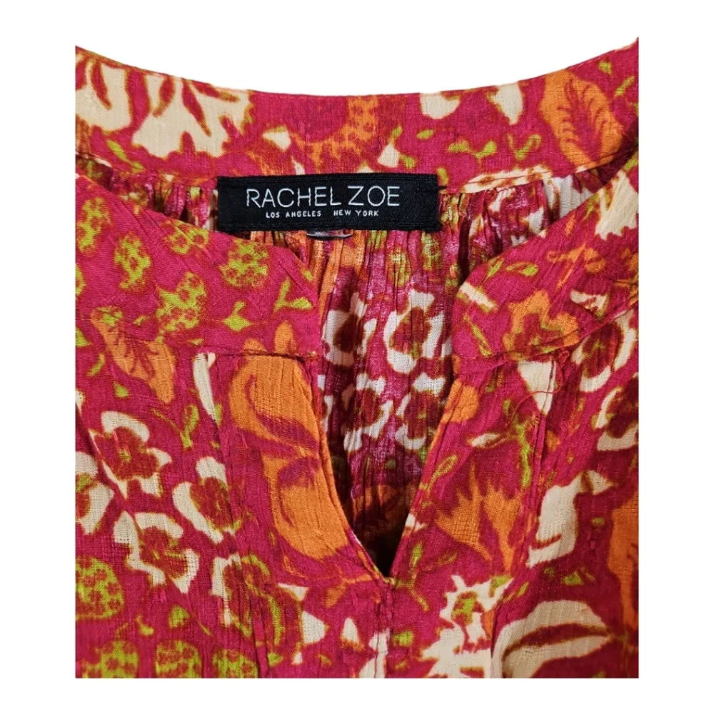Rachel Zoe Long Sleeve Cropped Batik Gypsy Peasant Style Beach Top Size M - Picture 3 of 9